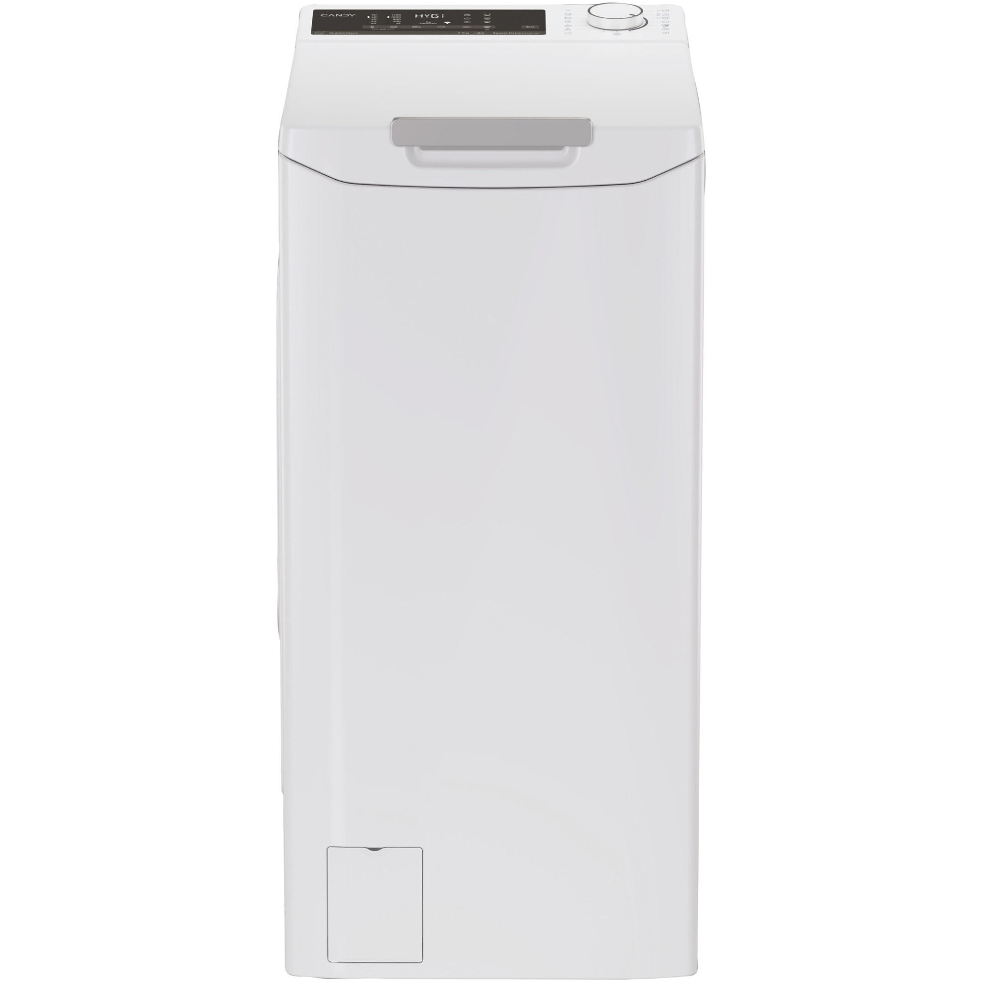 Masina de spalat rufe cu incarcare verticala Candy TCA474TM5-S, 7 kg, 1400 RPM, Clasa A, Motor Inverter, Display digital 4D, Wifi,Mix Power Systems, Gentle touch opening, Alb