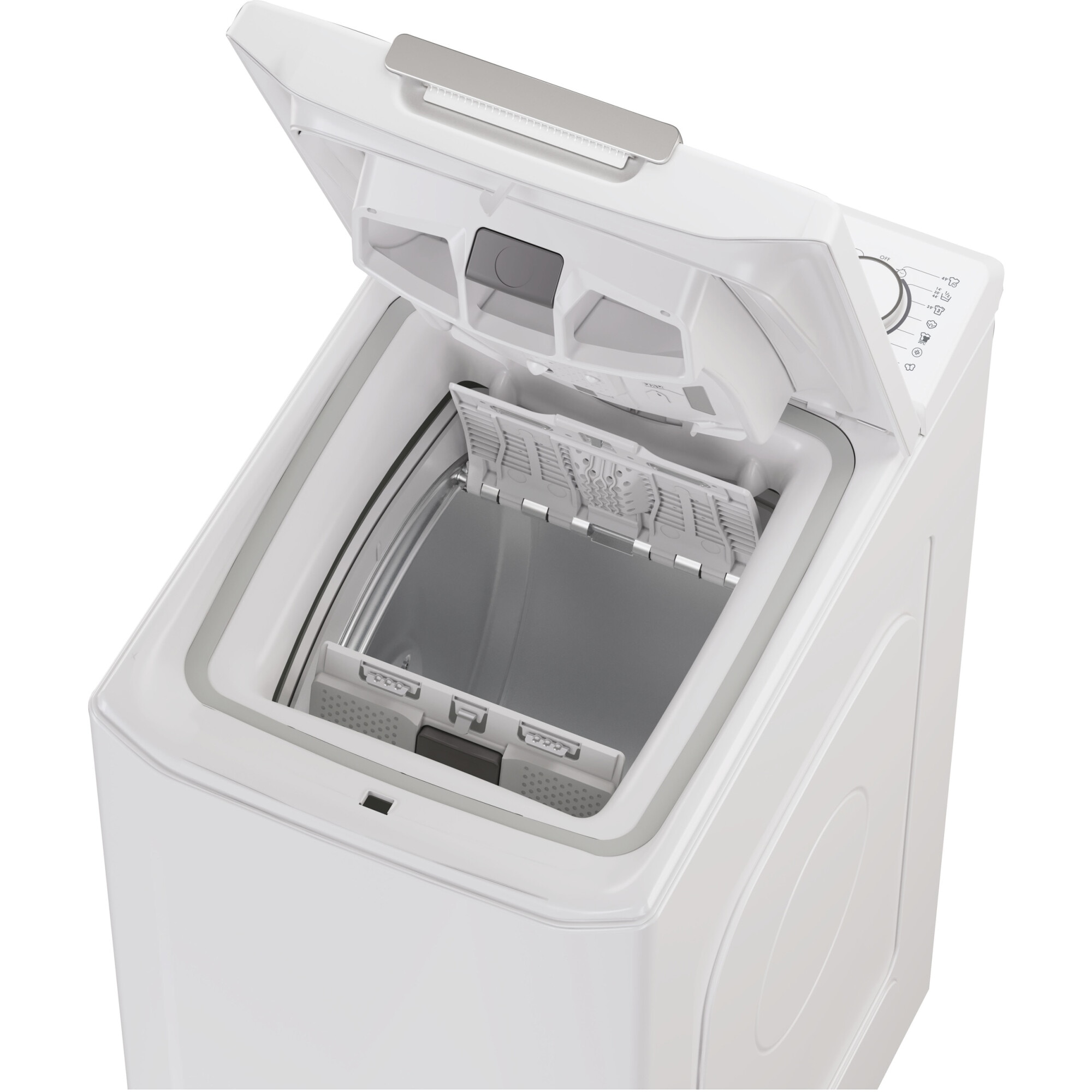 Masina de spalat rufe cu incarcare verticala Candy TCA284TM5-S, 8 kg, 1200 RPM, Clasa A, Motor Inverter, Display digital 4D, Wifi,Mix Power Systems, Gentle touch opening, Alb