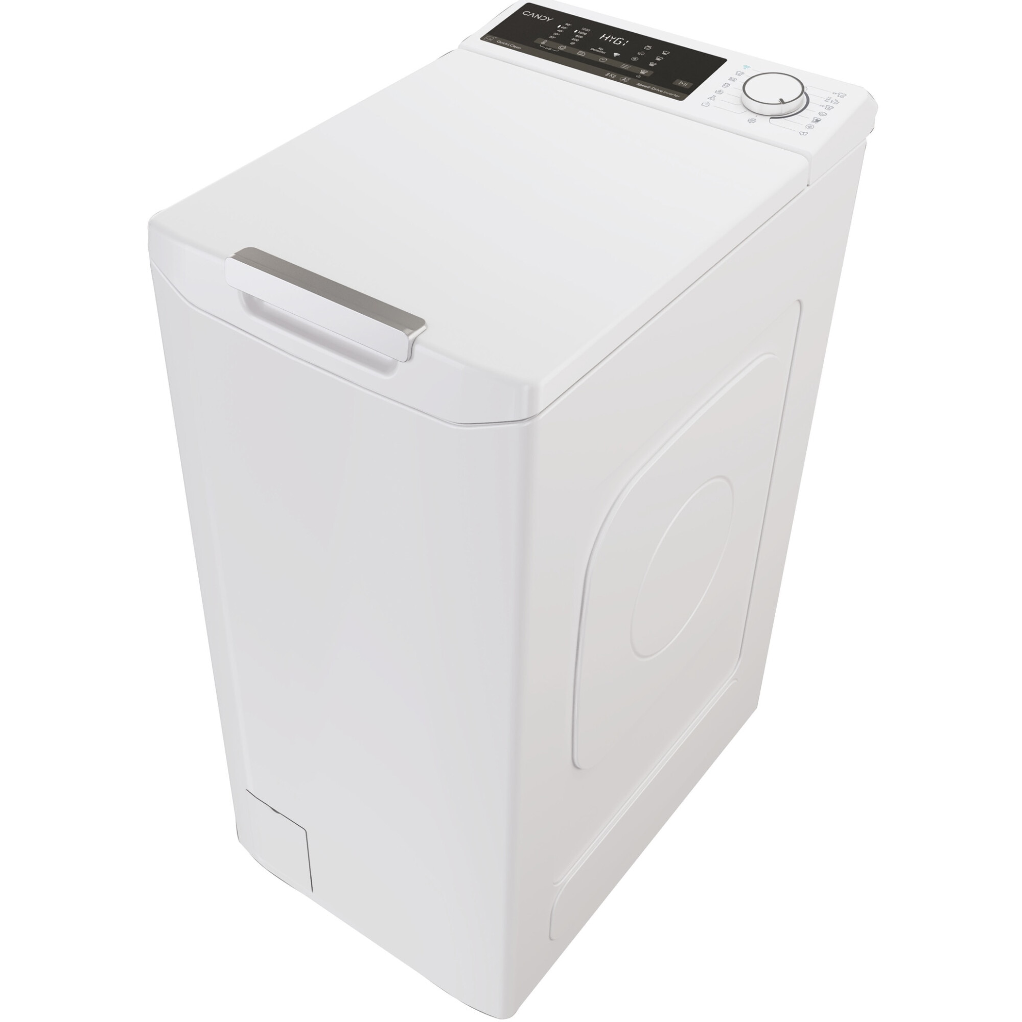 Masina de spalat rufe cu incarcare verticala Candy TCA284TM5-S, 8 kg, 1200 RPM, Clasa A, Motor Inverter, Display digital 4D, Wifi,Mix Power Systems, Gentle touch opening, Alb