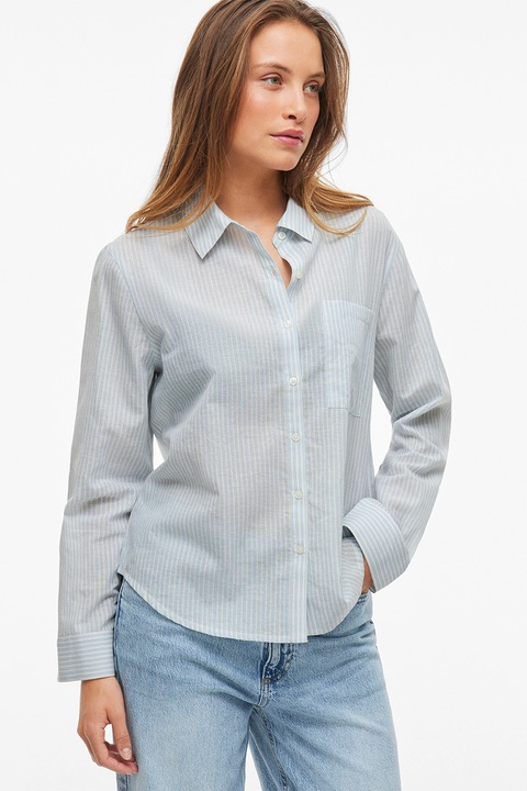 Vila, Camasa cu buzunar pe piept si model in dungi, Albastru glaciar/Alb murdar