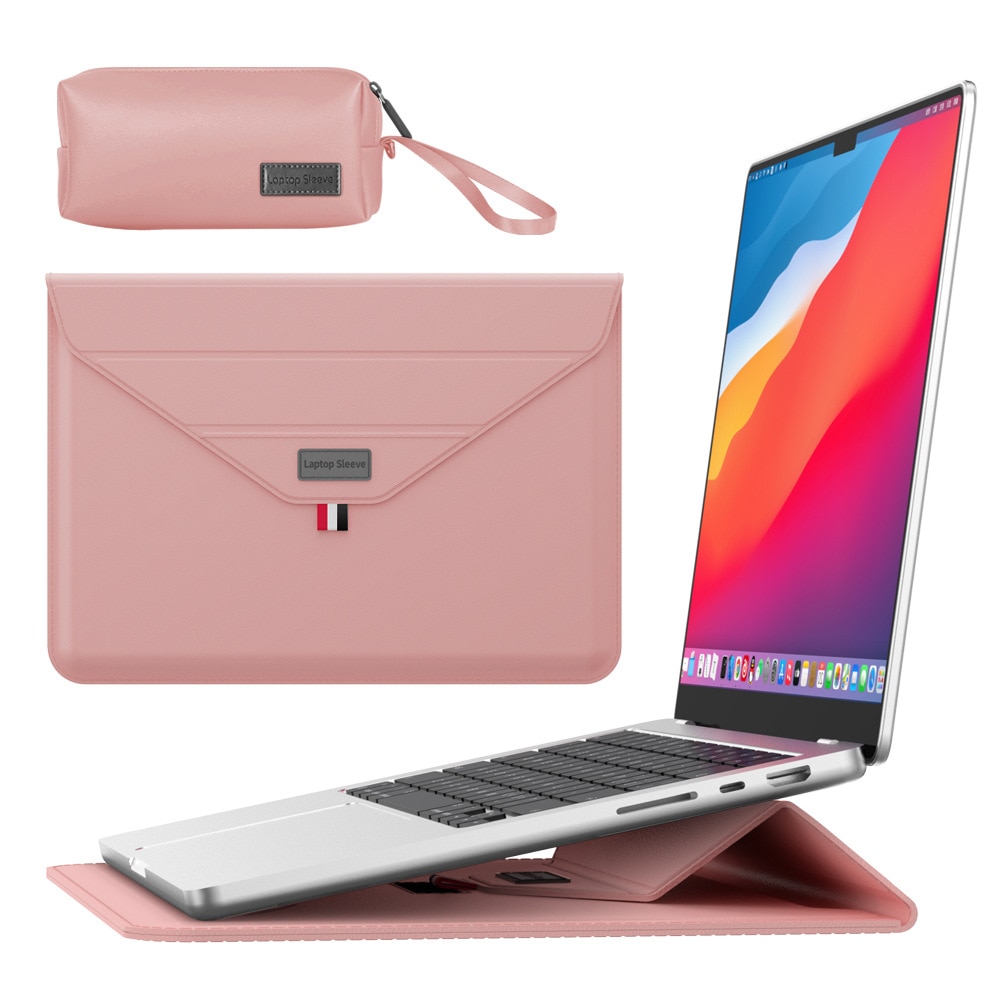 Geanta pentru laptop, roz auriu, 13-14 inch, pentru Macbook Air/Macbook Pro/Surface/Lenovo, cu husa pentru accesorii, 355×252 mm, impermeabila, rezistenta la uzura, portabila