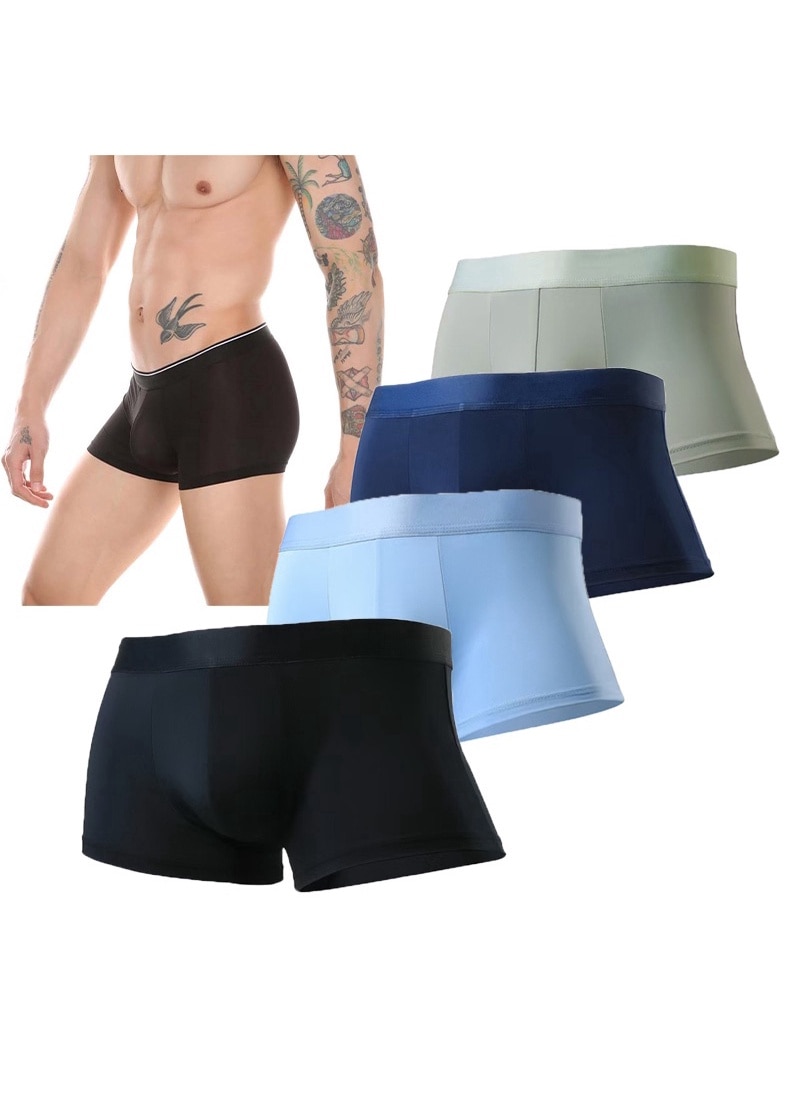 Set 4 perechi Boxeri Barbati, Moda lenjerie pentru matase chiloti-3XL ...