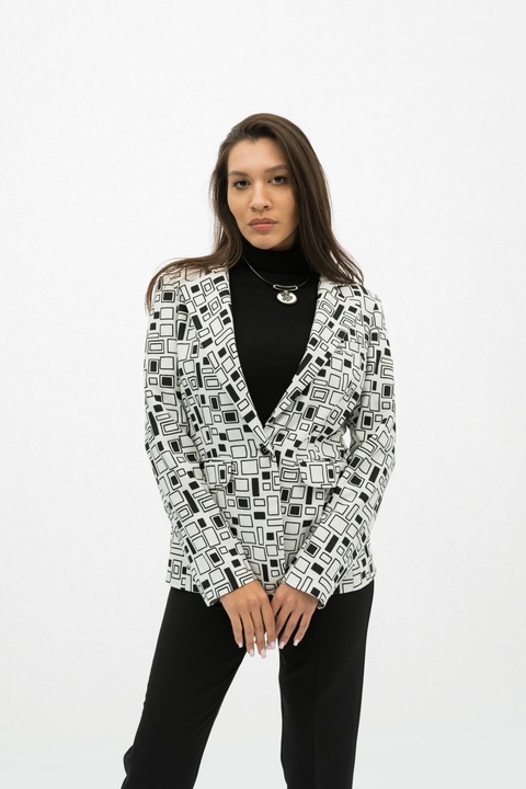 Sacou Dama Elegant Alb Negru Catalina - XL(42)