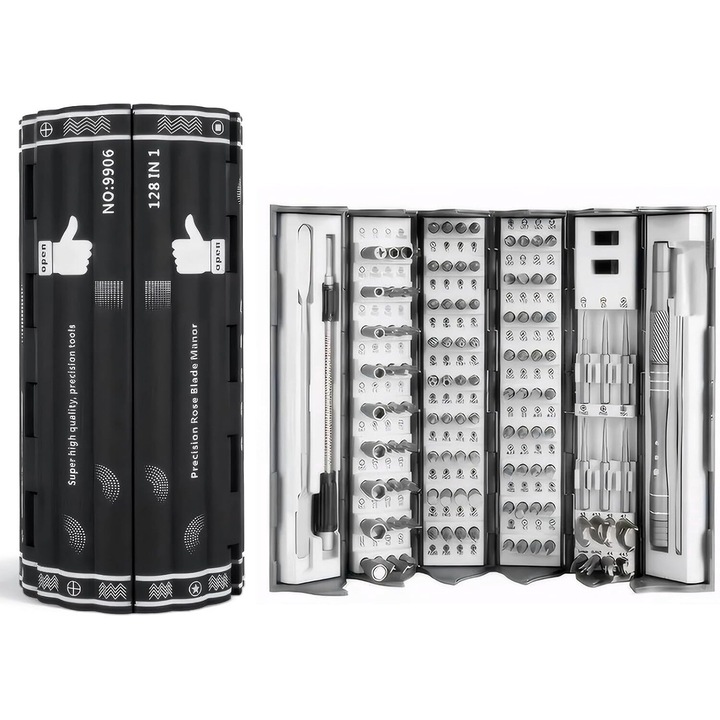Комплект прецизни отвертки, 128 в 1, професионален многофункционален инструмент с магнитни накрайници S2, навиване, цилиндър, органайзер, преносим комплект инструменти за ремонт на телефони, компютри, часовници и поддръжка на електроника