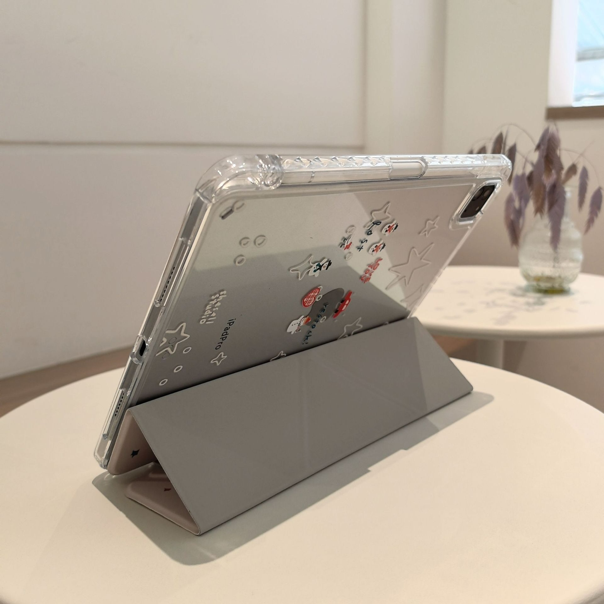 Protectie pentru tableta, acril, compatibila cu iPad 10.2 inch 2019/2020/2021 generatiile 7/8/9, cu suport pentru stilou, stele stralucitoare, Roz, Apple iPad 10.2" 2019