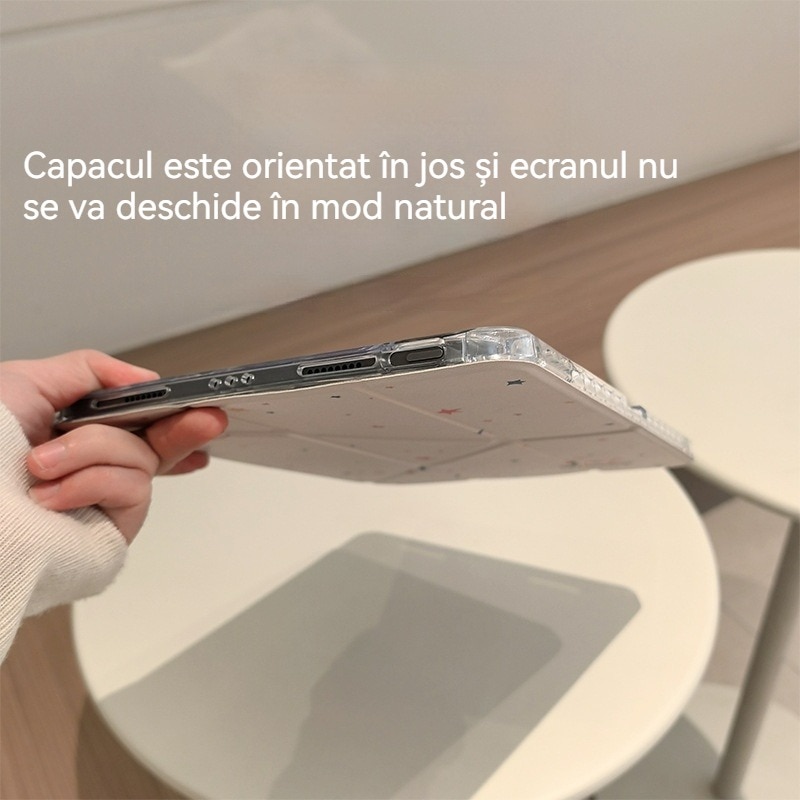 Protectie pentru tableta, acril, compatibila cu iPad 10.2 inch 2019/2020/2021 generatiile 7/8/9, cu suport pentru stilou, stele stralucitoare, Roz, Apple iPad 10.2" 2019