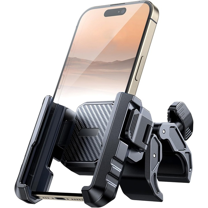 Suport telefon bicicleta zzmorni, montare rapida, absorbtie vibratii, compatibil 4.7"-7", pentru ghidon 15-40mm