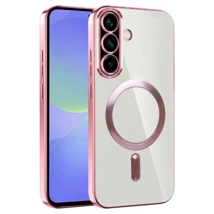 Husa Upzz® Electro Magsafe, Compatibila Cu Samsung Galaxy A56, Tehnologie Magsafe, Protectie Sticla La Camere, Pink
