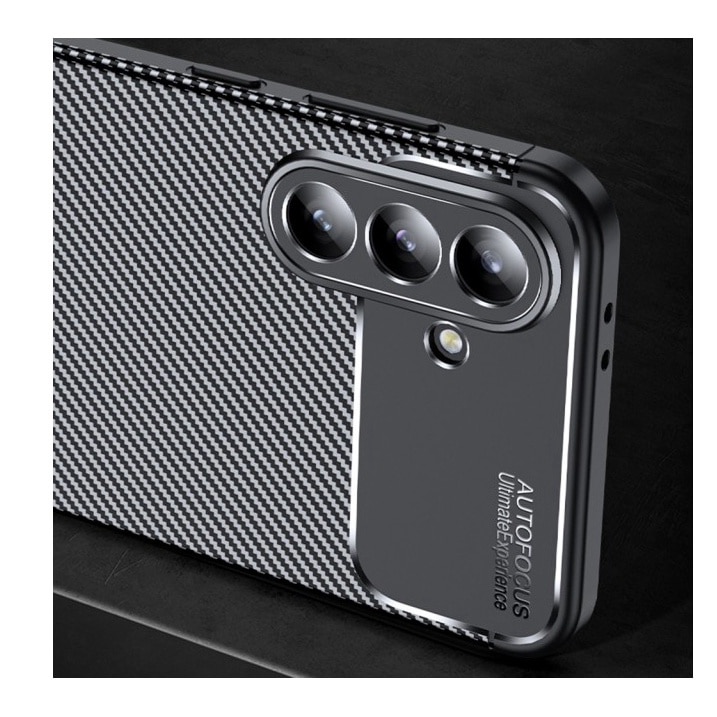 Husa Spate Upzz® Rugged Carbon Compatibila Cu Samsung Galaxy A56 5g, Protectie Sporita, Aspect Premium, Silicon, Negru