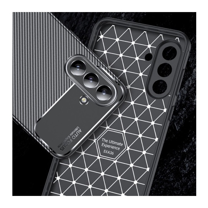 Husa Spate Upzz® Rugged Carbon Compatibila Cu Samsung Galaxy A56 5g, Protectie Sporita, Aspect Premium, Silicon, Negru