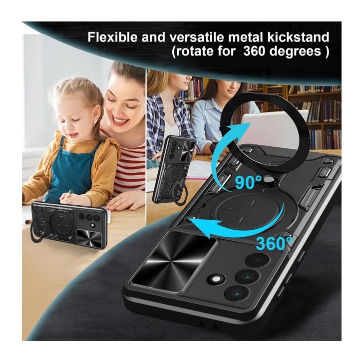 Husa Spate Upzz® CamGuard Pro Compatibila Cu Samsung Galaxy A56 5G, Super Protectie - Black