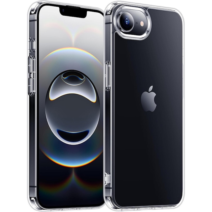 Husa protectie compatibila cu iPhone 16e, Protectie pe camere, Margini Ridicate pentru protectia ecranului, 2mm, Din Silicon, Transparent