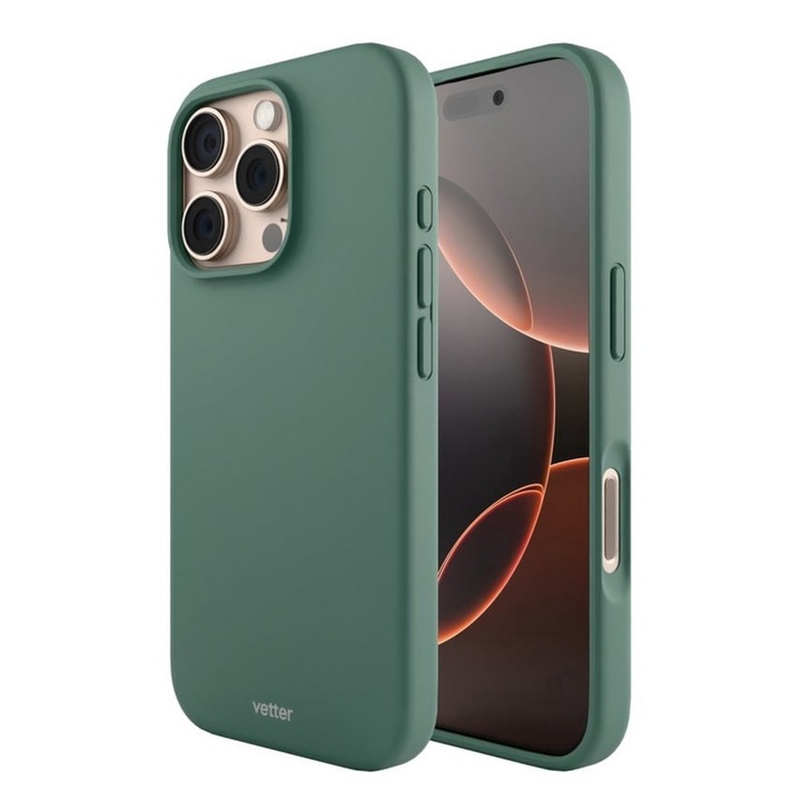 iPhone 16 Pro tok, Vetter, Clip-on Soft Touch Silk sorozat, MagSafe kompatibilis, világoszöld