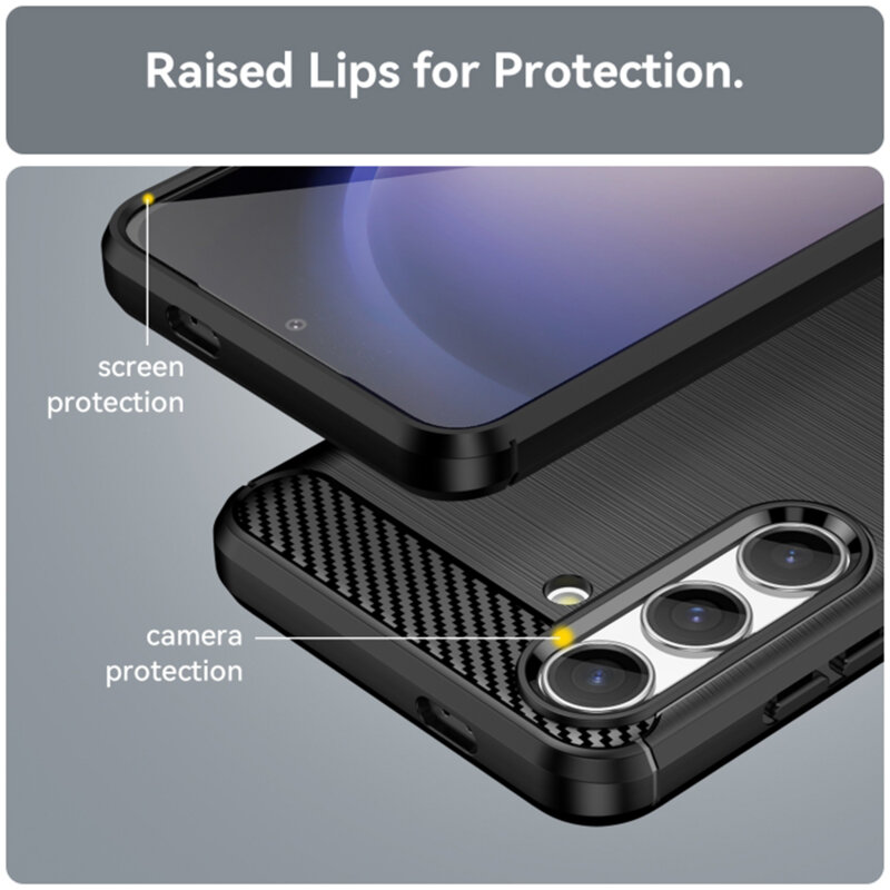 Husa protectie Mat-Tech compatibila cu Samsung Galaxy A36 5G / A56 5G, Textura Carbon, Finisaj Mat, Anti-Shock, Rezistenta la impact, Negru