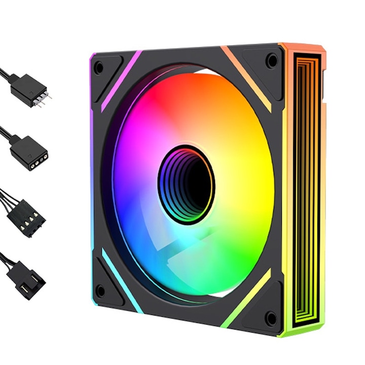 CPU hűtő, NAXSIR, ARGB világítás, 5V3PIN, 4PIN PWM, 120 x 120 x 25 mm, fekete