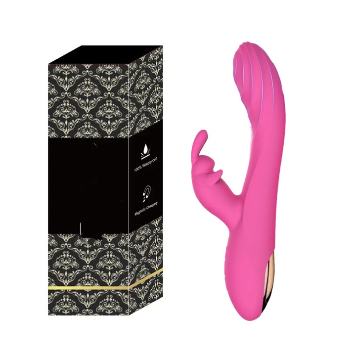 Vibrator cu iepure, stimulare G-spot si clitoridiana, 10 moduri de vibratie, silicon medical, waterproof, mov
