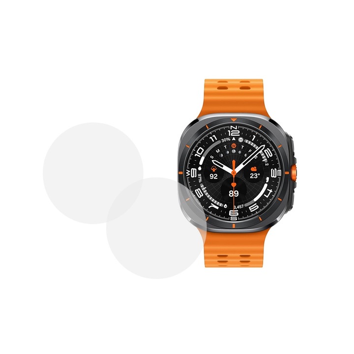 Set 2 x Folie compatibila cu Samsung Galaxy Watch Ultra, InvisiFlex Full Glue, Silicon hydrogel regenerabil, Anti soc si anti spargeri, SlimLine NanoShield, Transparenta