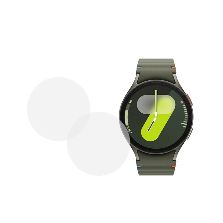 Set 2 x Folie compatibila cu Samsung Galaxy Watch 7 44 mm, InvisiFlex Full Glue, Silicon hydrogel regenerabil, Anti soc si anti spargeri, SlimLine NanoShield, Transparenta