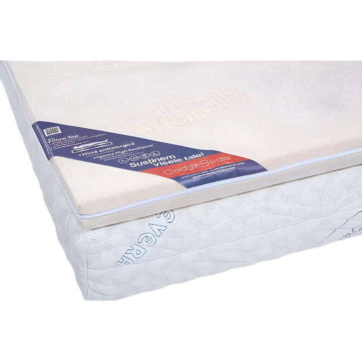 Topper saltea din spuma poliuretanica, Cadar Bio Pillow Top, 6 cm, ferma, 190 x 90 cm