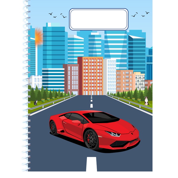 Caiet Studentesc, cu Spirala, MASINA ROSIE, Foi veline, A4, 100 File