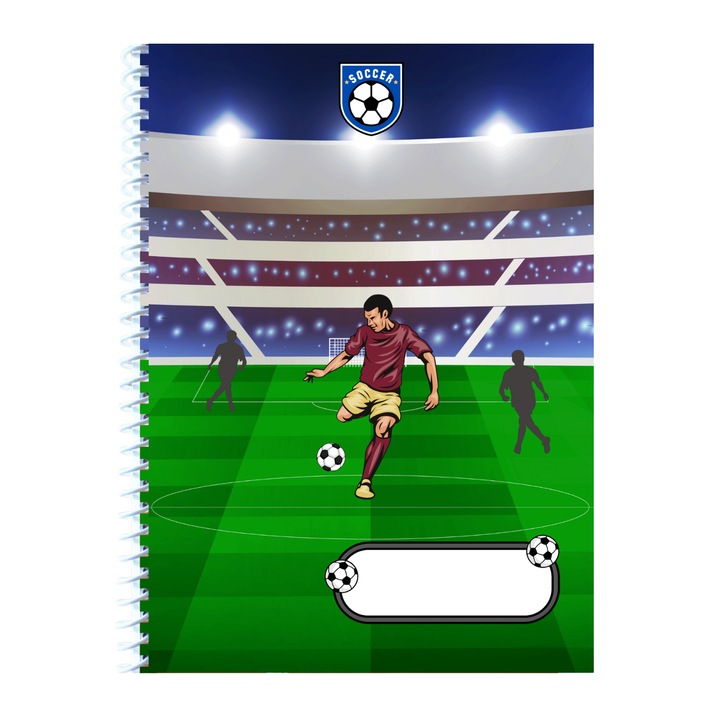 Caiet Studentesc cu Spirala, FOTBAL, 100 file, Foi Veline, A4, VERDE
