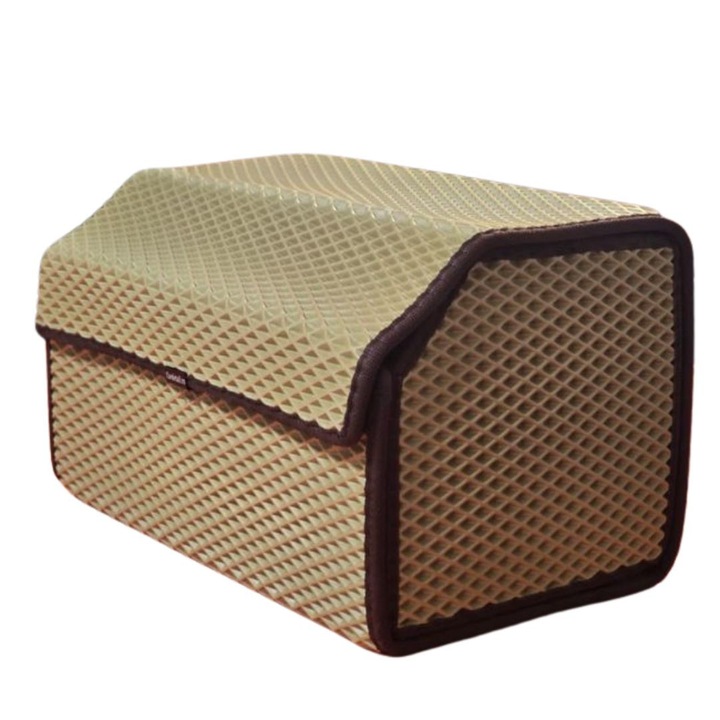 Organizator pentru portbagaj, cutie depozitare, universala, bej, marime 50x30x30cm