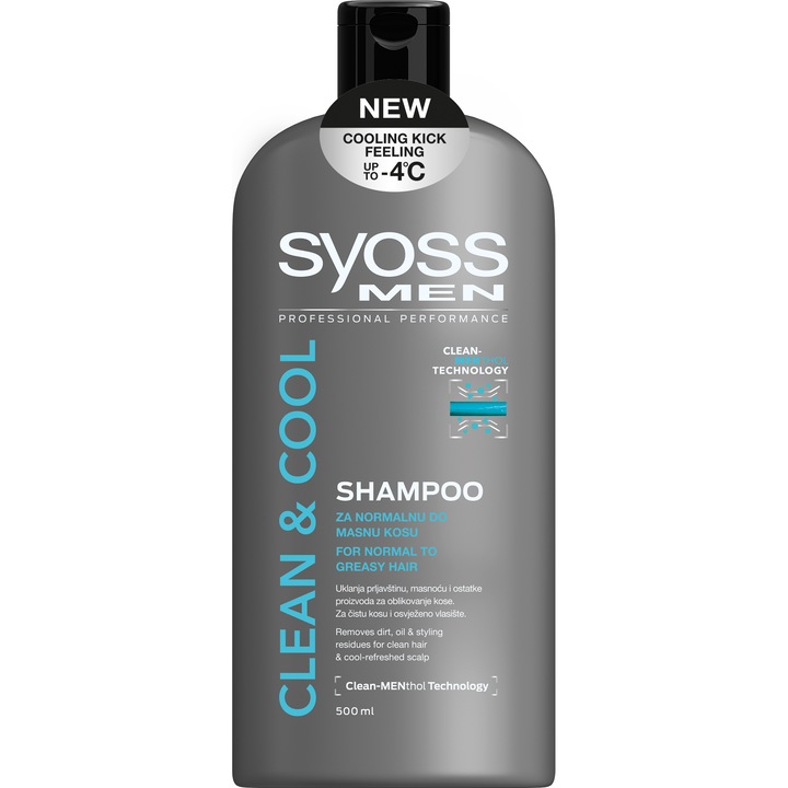 Шампоан Syoss Men Clean & Cool, 500 мл