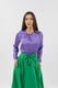 Fusta verde si bluza mov, elegante