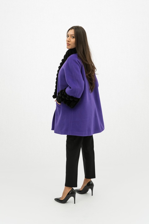 Palton Mov Elegant cu Blana Tatiana - S(36)