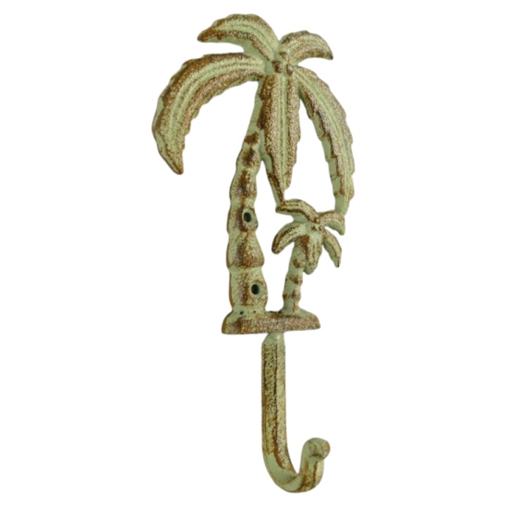 Cuier de perete cu palmier, din fonta, L. 21 cm