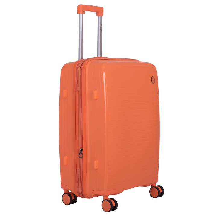 Troler Marime M, 65X43X24 cm, 4 roti duble cu rotatie 360°, material Polipropilena special flexibil anti-casabil, Portocaliu, 166, CASLON ®
