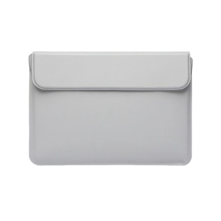 Geanta pentru laptop, suport de racire, 16 inch, capacitate mare, material PU, design subtire si usor, rezistent la apa si la uzura, gri argintiu