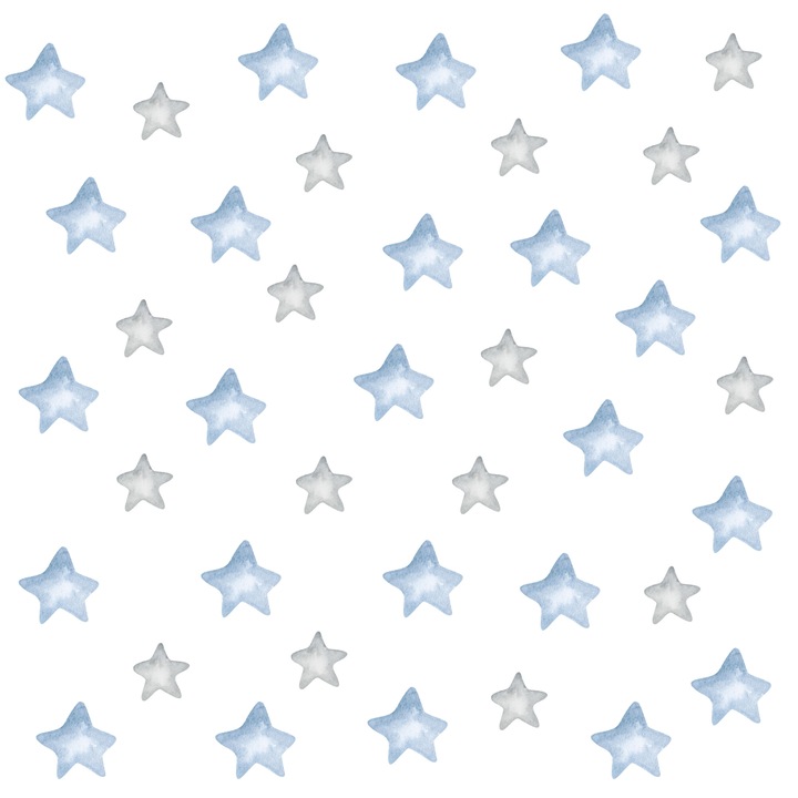 Autocolante Muralo stele albastre delicate 60 cm x 30 cm pentru camera unui copil 3D