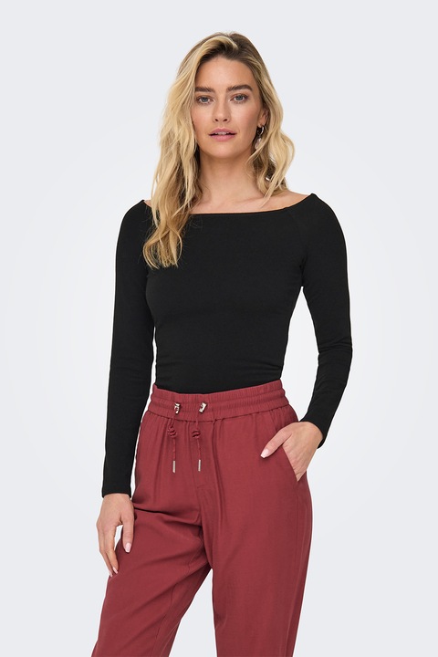 Only, Слим блуза с голо рамо, Черен