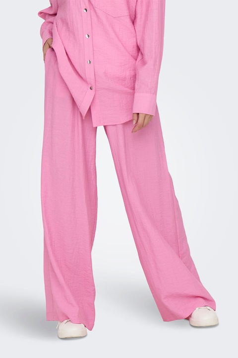 Only, Pantaloni evazati cu talie elastica, Roz, M
