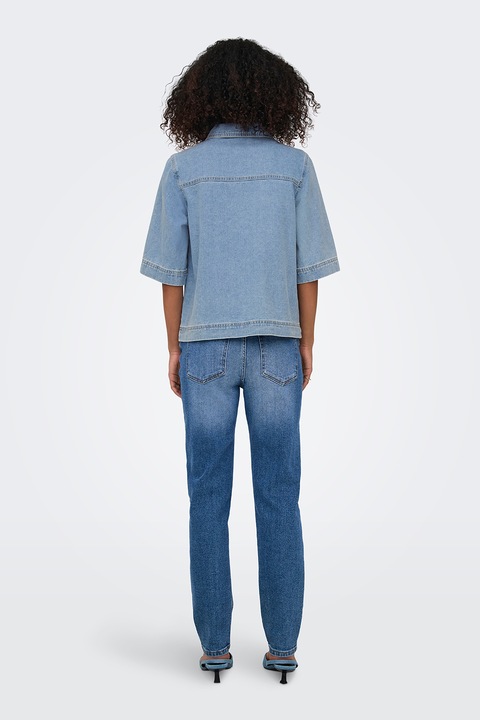 Only, Camasa lejera de denim cu buzunare pe piept, Albastru pastel, S