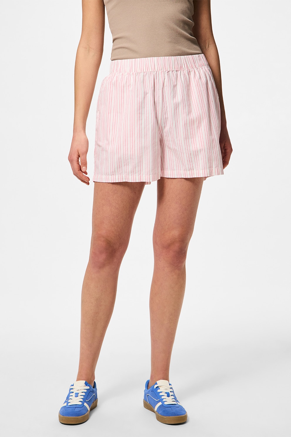 Pieces, Pantaloni scurti in dungi, Roz deschis, M