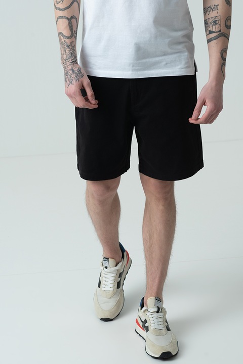 Only & Sons, Bő fazonú pamuttartalmú bermudanadrág, Fekete