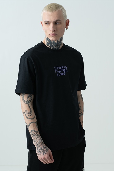 Only & Sons, Organikuspamut póló mintával, Fekete/Barna/Lila