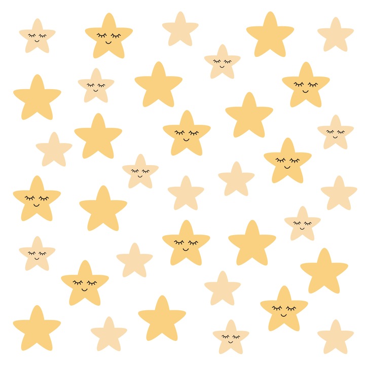 Autocolante Muralo stele galbene 3D 60 cm x 30 cm delicate pentru camera unui copil