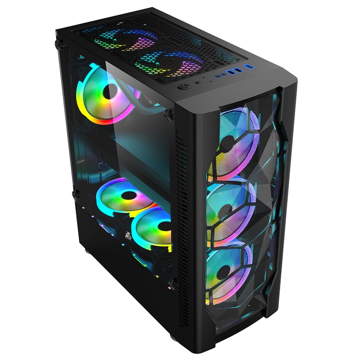 Система за настолен компютър Intel Core i3-12100F до 4,3 Ghz, 16 GB ddr4 ram, ултрабърз m.2 NVME 512 GB ssd, специална видеокарта за игри Nvidia GeForce RTX4060 8 GB GDDR6, RGB кутия за игри