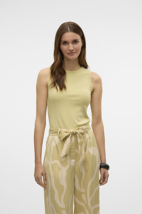 Vero Moda, Топ с лиосел и овално деколте, Бледозелен