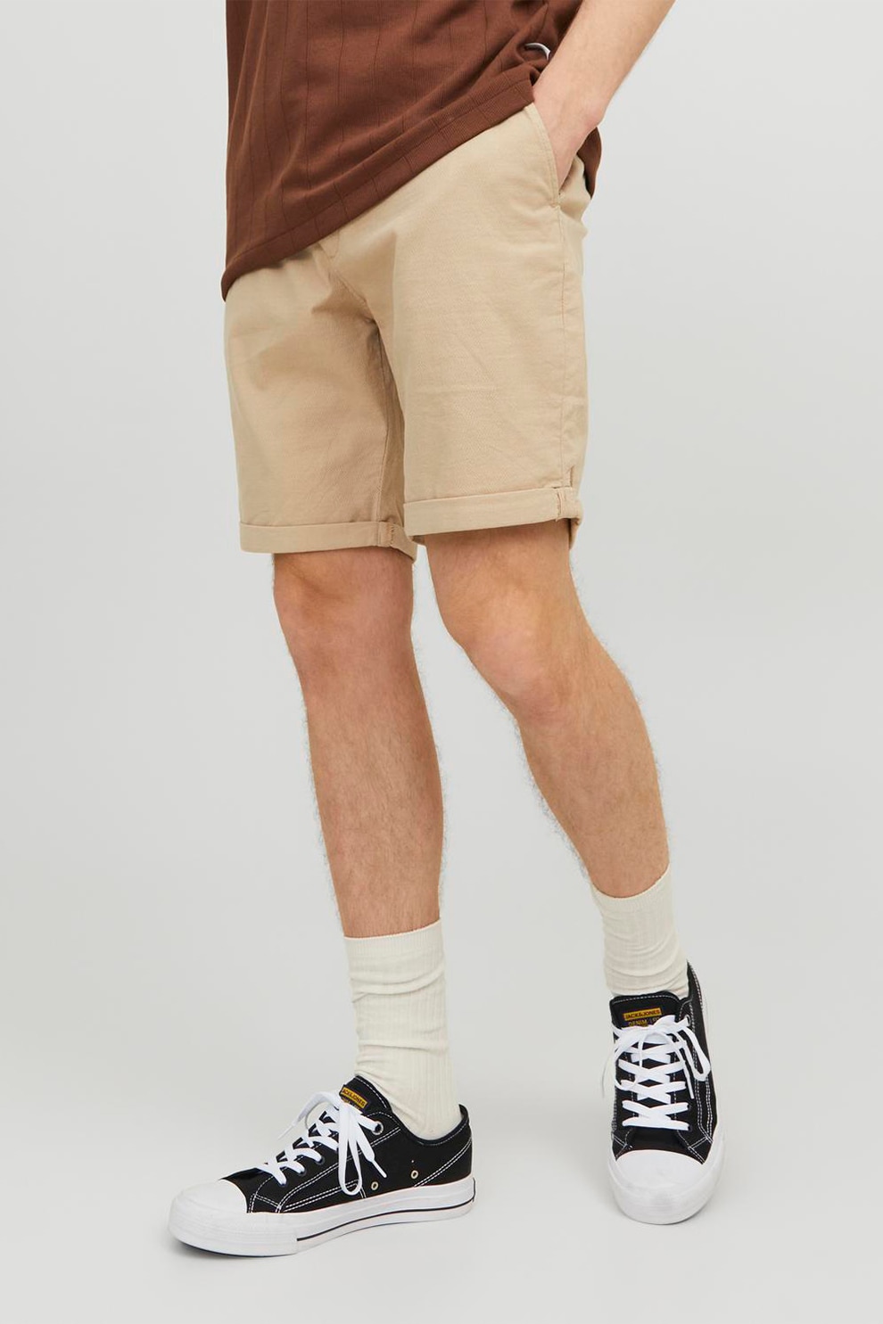 Jack & Jones, Bermude cu terminatii rasucite Fury, Maro nisip, L