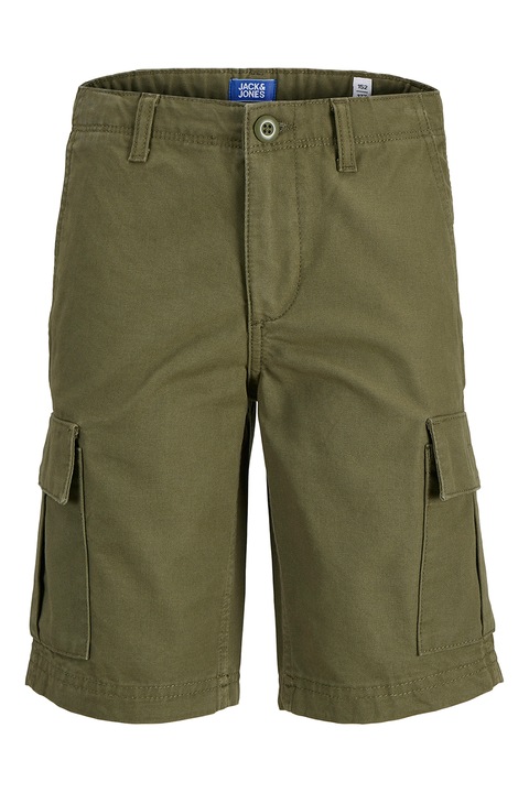 Jack & Jones, Къс памучен панталон с джобове, Маслинено зелено