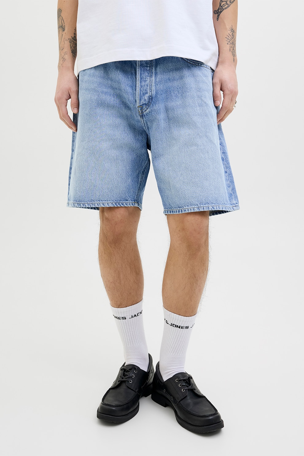 Jack & Jones, Bermude din denim, Albastru deschis melange, L