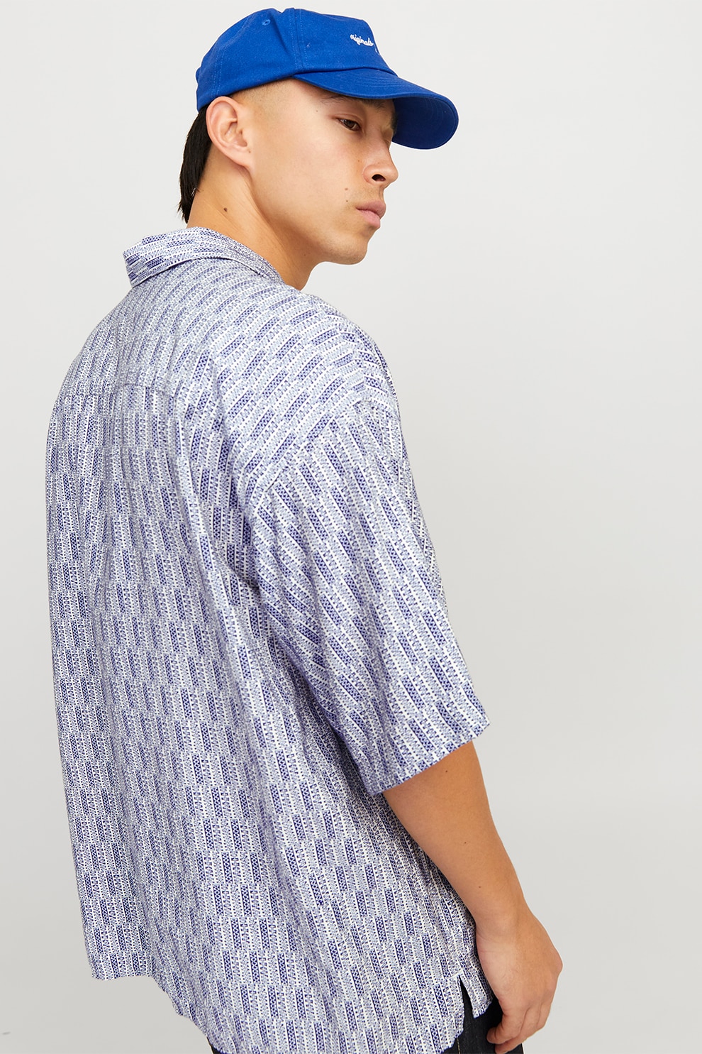 Jack & Jones, Camasa cu maneci scurte si model grafic, Albastru deschis, M