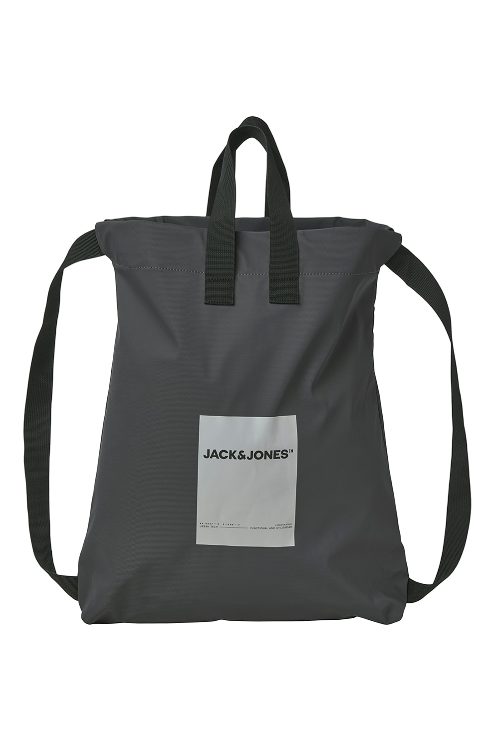 Jack & Jones, Rocsac tote cu imprimeu logo, Gri inchis