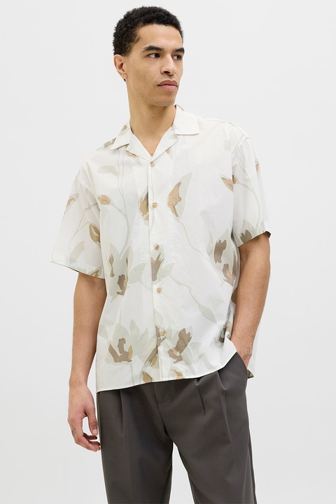 Jack & Jones, Kényelmes fazonú organikuspamut tartalmú ing, Fehér/Bézs