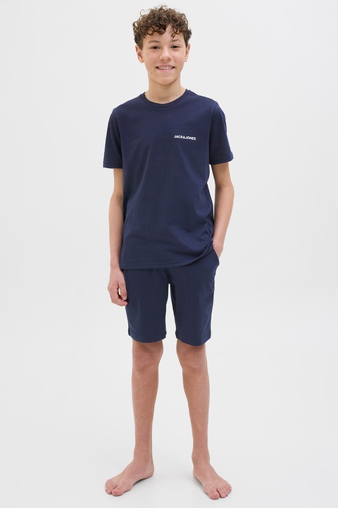 Jack & Jones, Памучен домашен комплект - 2 части, Тъмносин