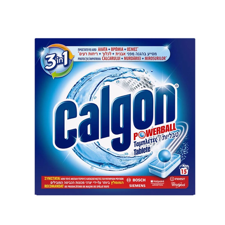 3 db Calgon 3 az 1-ben Power Ball vízkőmentesítő tabletta csomag 15 db